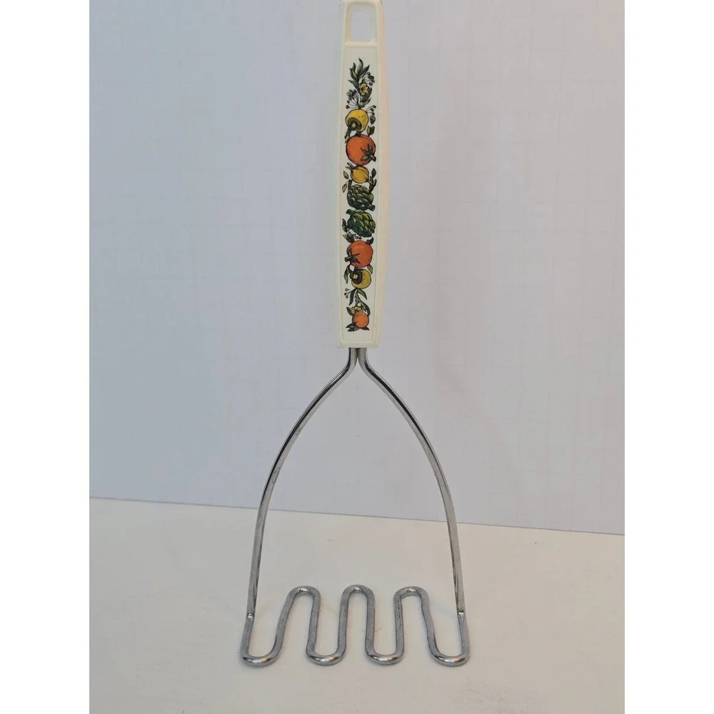 Vintage EKCO Stainless Potato Masher Spice of Life Pattern Kitchen Utensil